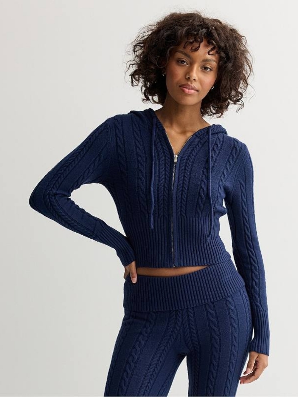 Harper & Ivy Fold Over Cable Knit Set